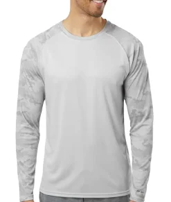Men Nayked Apparel Shirts>Men'S Cayman Performance Upf Camo Colorblock Long Sleeve T-Shirt