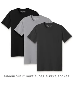 Men Nayked Apparel T-Shirts>Men'S 3Pk Ridiculously Soft 100% Cotton Pocket T-Shirt Favorites