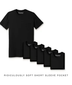 Men Nayked Apparel Shirts>Men'S 6Pk Ridiculously Soft 100% Cotton Pocket T-Shirt
