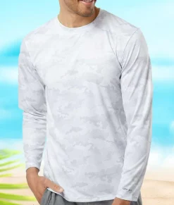 Men Nayked Apparel Swim>Men'S Pompano Performance Upf Camo Long Sleeve T-Shirt