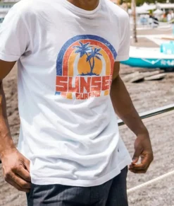 Men Nayked Apparel Shirts>Men'S Ridiculously Soft 100% Cotton Graphic Tee | Sunset Surfing