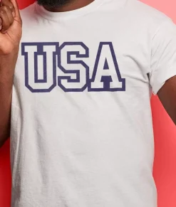 Men Nayked Apparel Shirts>Men'S Ridiculously Soft Big Graphic T-Shirt | Usa Text