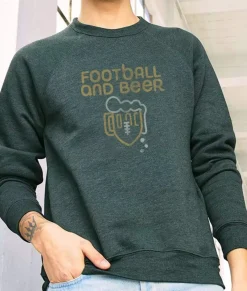 Men Nayked Apparel Shirts>Men'S Ridiculously Soft Fleece Graphic Pullover Sweatshirt | Football And Beer