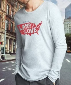 Men Nayked Apparel T-Shirts>Men'S Ridiculously Soft Lightweight Long Sleeve Graphic Tee | Land That I Love