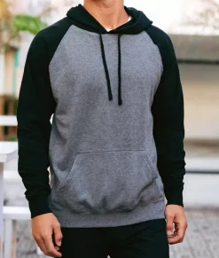 Men Nayked Apparel Shirts>Men'S Ridiculously Soft Midweight Raglan Colorblocked Hooded Sweatshirt