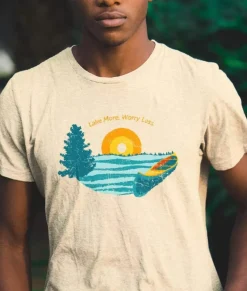 Men Nayked Apparel Shirts>Men'S Ridiculously Soft Midweight Graphic Tee | Lake More Worry Less