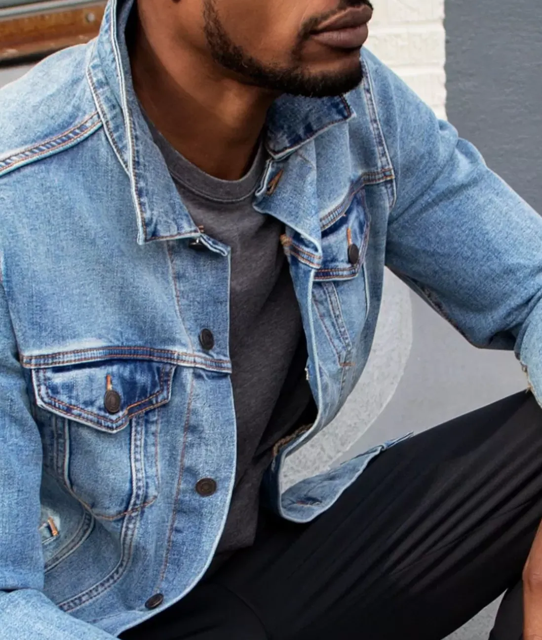 Men Nayked Apparel Outerwear>Men'S Soft Vintage Denim Jacket