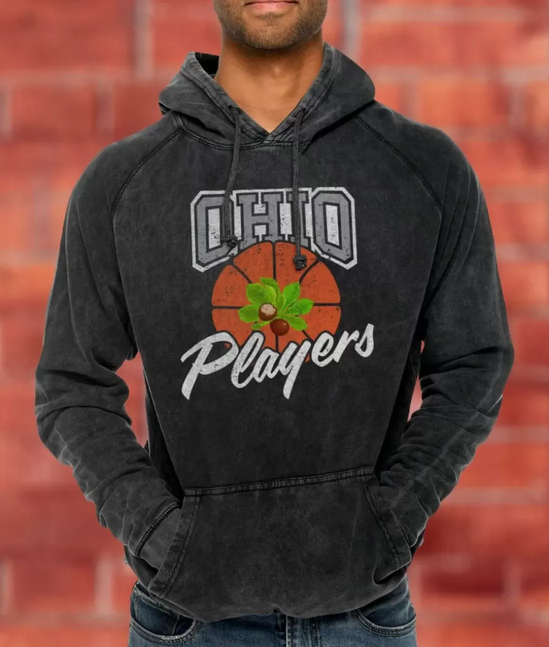 Men Nayked Apparel Hoodies & Sweatshirts>Men'S Vintage Raglan Graphic Hoodie | Ohio Players (Buckeye Leaf)