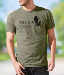 Men Nayked Apparel T-Shirts>Ridiculously Soft Crew Neck Graphic T-Shirt | Don'T Give Up-Hike With Your Dog