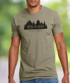 Men Nayked Apparel Shirts>Ridiculously Soft Crew Neck Graphic T-Shirt | Mend The Mind-Treeline And Lake Graphic