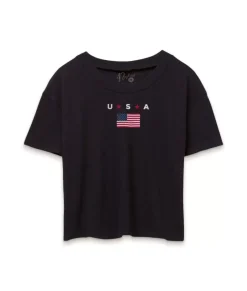 Women Nayked Apparel Tops>Ridiculously Soft Women'S Cropped Flag Tee