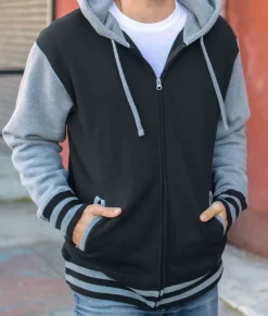 Men Nayked Apparel Outerwear>Varsity Full-Zip Hooded Fleece Jacket