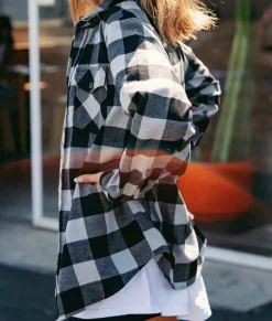 Women Nayked Apparel Tops>Women'S Boyfriend Classic Flannel Shirt
