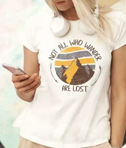 Women Nayked Apparel Tops>Women'S Ridiculously Soft Graphic Tee | Not All Who Wander Are Lost