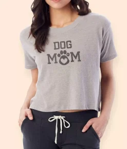 Women Nayked Apparel Tops>Women'S Ridiculously Soft Vintage Crop Graphic Tee | Dog Mom