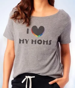 Women Nayked Apparel T-Shirts>Women'S Ridiculously Soft Vintage Oversized Graphic Tee | I Love My Moms