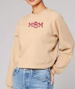 Women Nayked Apparel Hoodies & Sweatshirts>Women'S Ridiculously Soft Mid-Length Raglan Graphic Pullover | Mom Paw Print