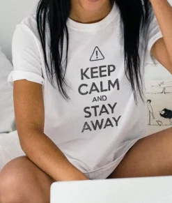 Women Nayked Apparel Tops>Women'S Ridiculously Soft 100% Cotton Graphic Tee | Keep Calm And Stay Away