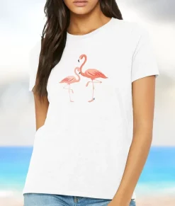 Women Nayked Apparel Tops>Women'S Ridiculously Soft Lightweight Graphic Tee | Pink Flamingos