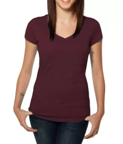 Women Nayked Apparel T-Shirts>Women'S Ridiculously Soft 100% Cotton Fitted V-Neck T-Shirt
