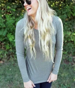 Women Nayked Apparel Tops>Women'S Ridiculously Soft Lightweight Long Sleeve Scoop-Neck T-Shirt