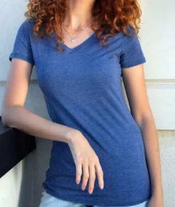 Women Nayked Apparel Tops>Women'S Ridiculously Soft Vintage Wash V-Neck Short Sleeve T-Shirt