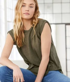 Women Nayked Apparel Tops>Women'S Ridiculously Soft Flowy Rolled Cuffs Muscle Tee