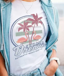 Women Nayked Apparel T-Shirts>Women'S Ridiculously Soft 100% Cotton Graphic Tee | Summer Dream