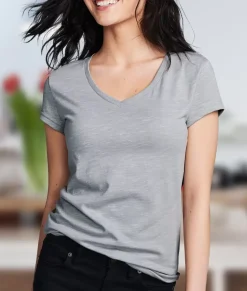 Women Nayked Apparel Tops>Women'S Soft Lightweight Marled V-Neck T-Shirt