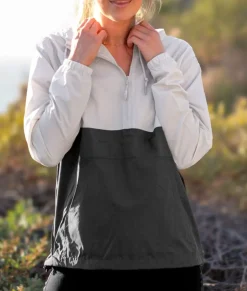 Women Nayked Apparel Tops>Women'S Soft Lightweight Oversized Half-Zip Pullover Windbreaker Anorak