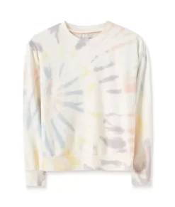 Women Nayked Apparel Hoodies & Sweatshirts>Women'S Soft Tie Dye Recycled Washed Terry Pullover Sweatshirt